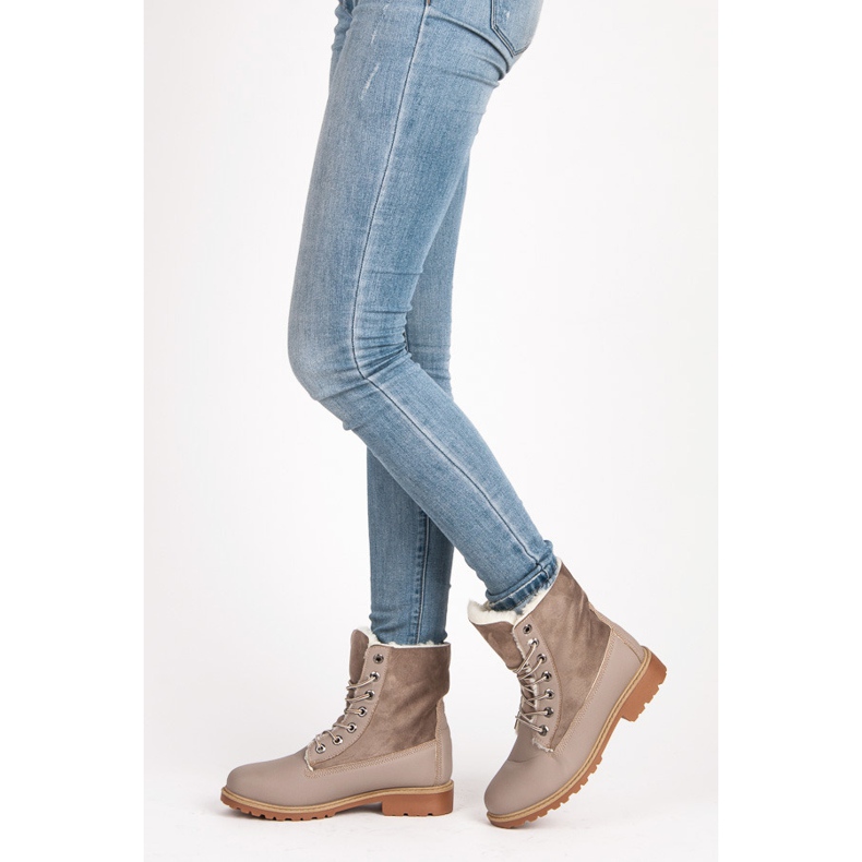 SHELOVET Trappeurs élégants avec peau de mouton gris 2 SHELOVET Trappeurs élégants avec peau de mouton gris 2