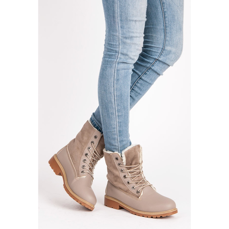 SHELOVET Trappeurs élégants avec peau de mouton gris 1 SHELOVET Trappeurs élégants avec peau de mouton gris 1