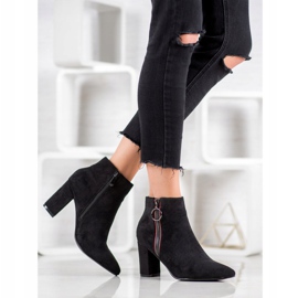 Small Swan Bottines en daim avec fermeture éclair le noir 1