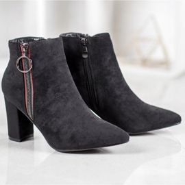 Small Swan Bottines en daim avec fermeture éclair le noir 4