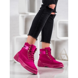 Yes Mile Bottines nouées à la mode rose 1
