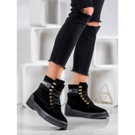 Yes Mile Bottines nouées à la mode le noir 1
