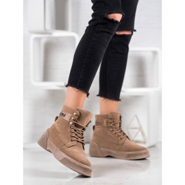 Yes Mile Bottines nouées à la mode brun 1