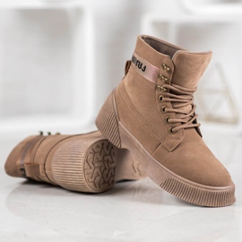 Yes Mile Bottines nouées à la mode brun 2