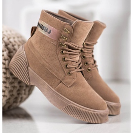 Yes Mile Bottines nouées à la mode brun 4