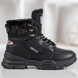 Yes Mile Baskets Avec Fourrure noir 2