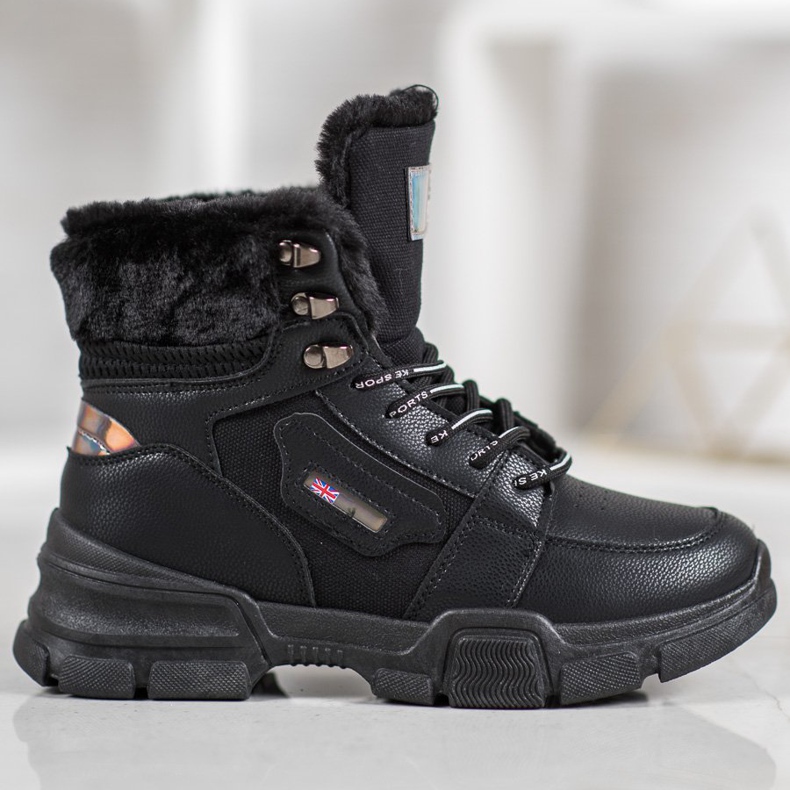 Yes Mile Baskets Avec Fourrure noir 2