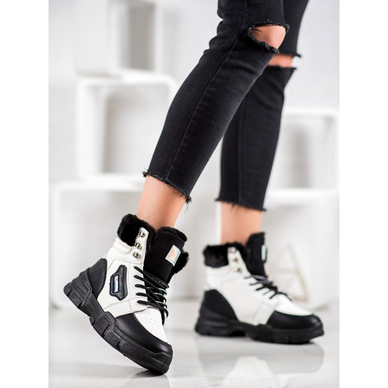 Yes Mile Baskets Avec Fourrure blanc noir 2