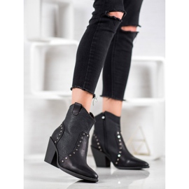 Small Swan Bottes de cowboy chaudes sur talons hauts le noir 2 Small Swan Bottes de cowboy chaudes sur talons hauts le noir 2