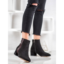 SHELOVET Bottines en daim avec ceinture décorative noir 1