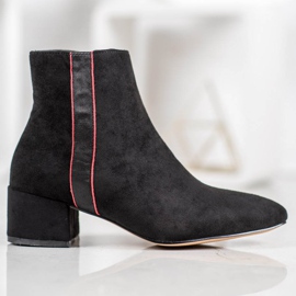 SHELOVET Bottines en daim avec ceinture décorative noir 2