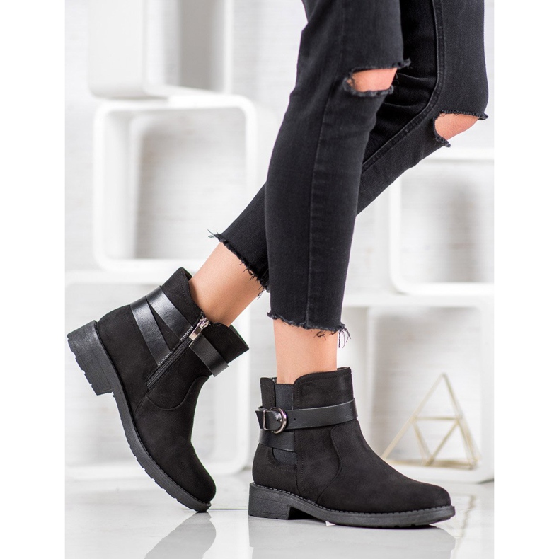 SHELOVET Travailleurs en daim avec boucle le noir 1