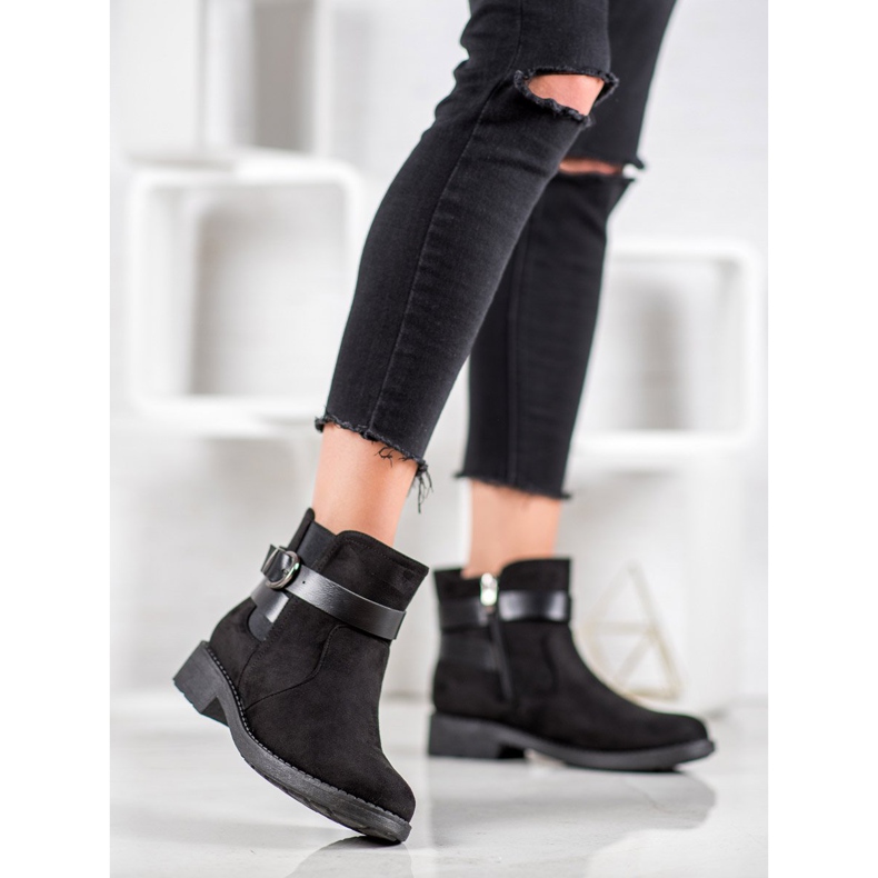 SHELOVET Travailleurs en daim avec boucle le noir 2