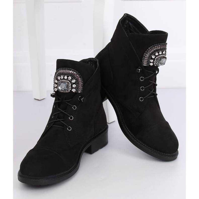Bottines en daim noir E9315 Noir 1