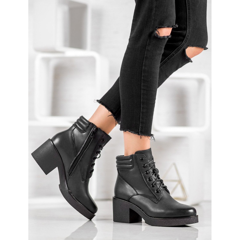 Super Mode Bottes confortables en éco-cuir noir 1