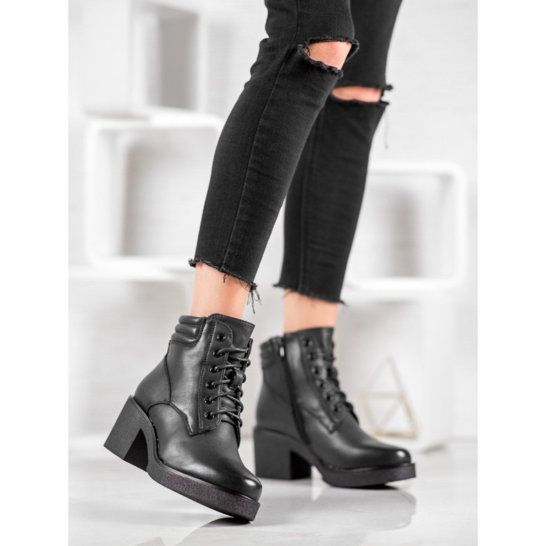 Super Mode Bottes confortables en éco-cuir le noir 2