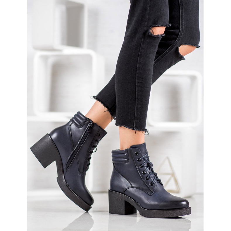 Super Mode Bottes confortables en éco-cuir bleu 1 Super Mode Bottes confortables en éco-cuir bleu 1