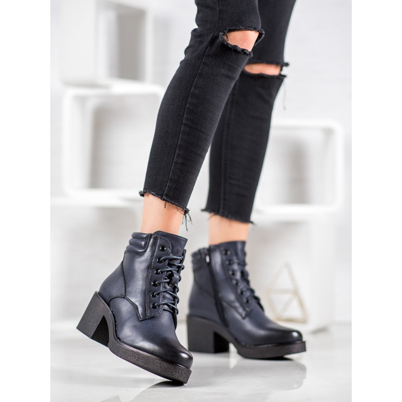 Super Mode Bottes confortables en éco-cuir bleu 2 Super Mode Bottes confortables en éco-cuir bleu 2