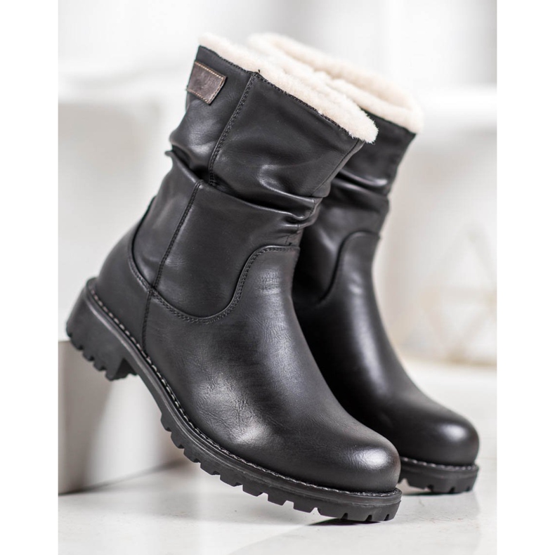 SHELOVET Travailleurs avec une chaussure à enrouler le noir 2