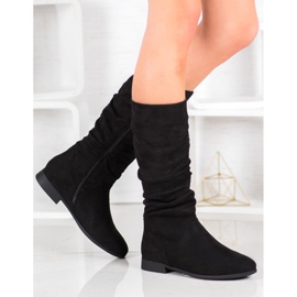 SHELOVET Bottes en daim au-dessus du genou noir 1