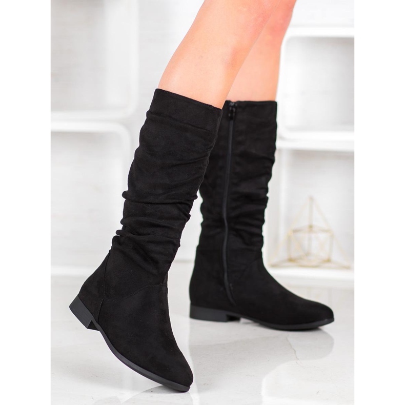 SHELOVET Bottes en daim au-dessus du genou le noir 2