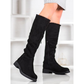 SHELOVET Bottes hautes chaudes au-dessus du genou le noir 1