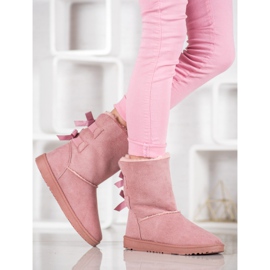 Haver Bottes de neige chaudes avec nœuds rose 1