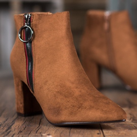 Small Swan Bottines en daim avec fermeture éclair brun 4