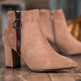 Small Swan Bottines en daim avec fermeture éclair beige 3