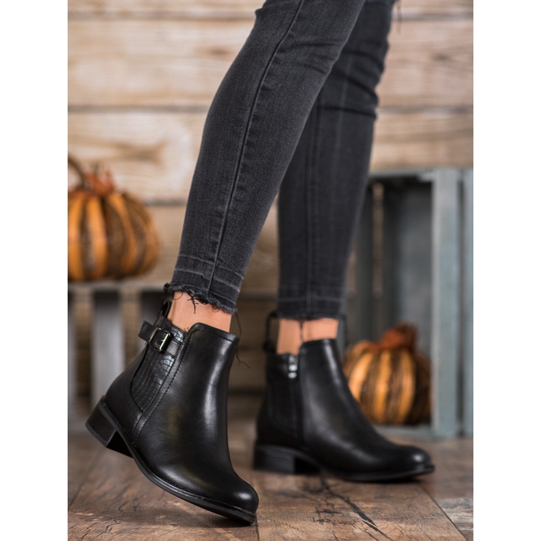 Nio Nio Bottes à la mode avec boucle le noir 2