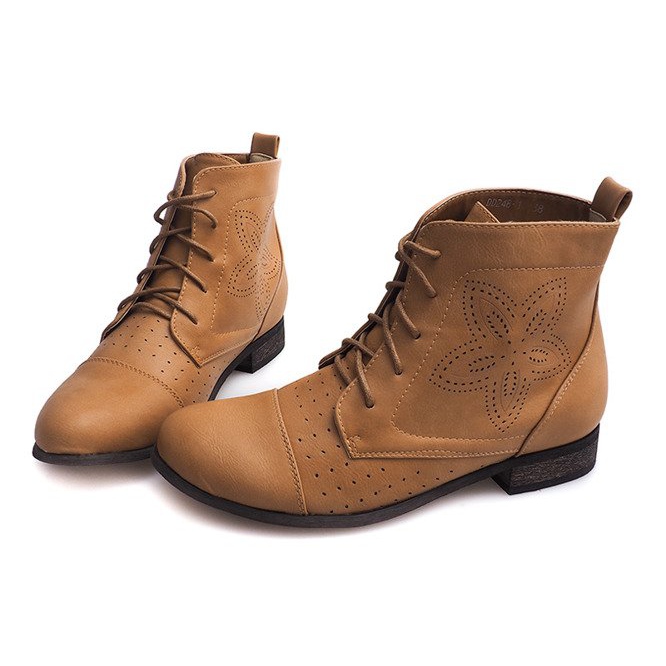 Bottines Lacées Ajourées 248 Camel brun 1