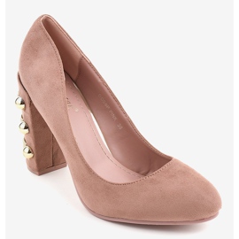 Escarpins en daim rose DD59P 1