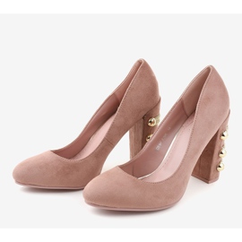 Escarpins en daim rose DD59P 2