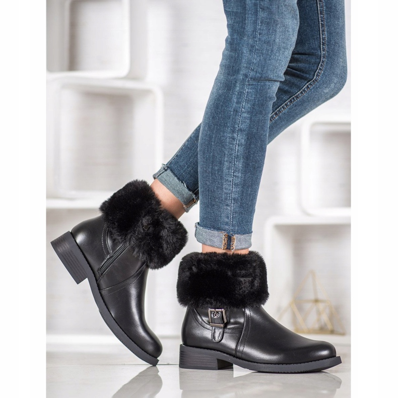 SHELOVET Ouvriers avec fourrure noir 1