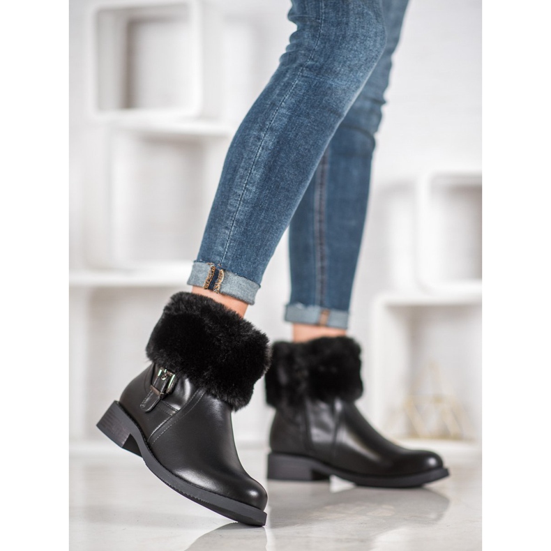 SHELOVET Ouvriers avec fourrure noir 2