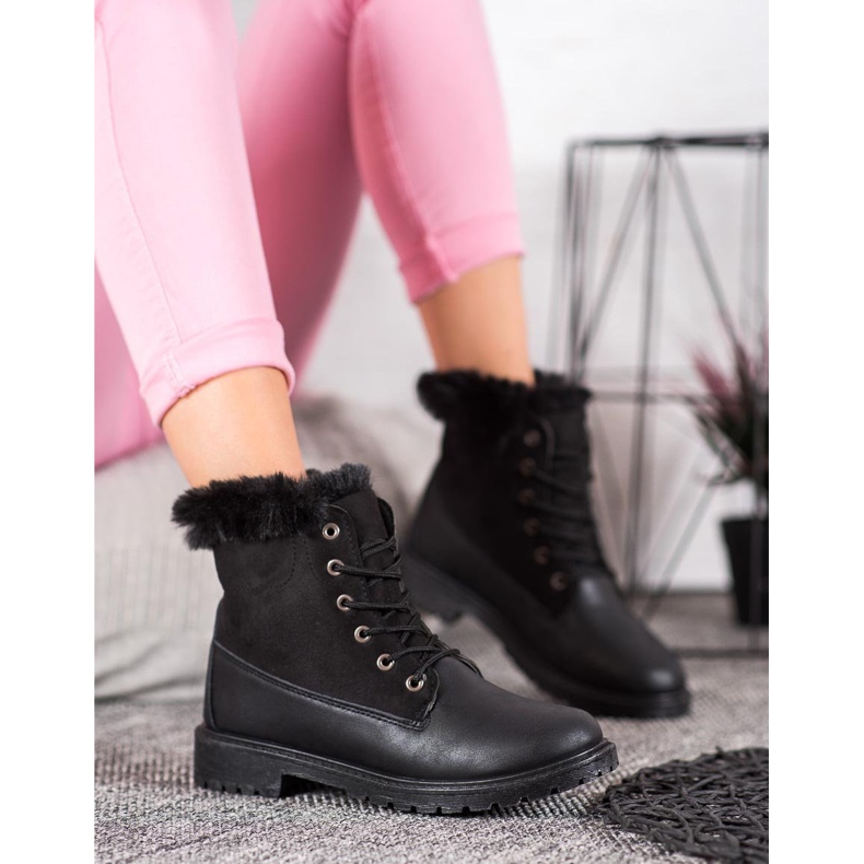 SHELOVET Trappeurs confortables le noir 2