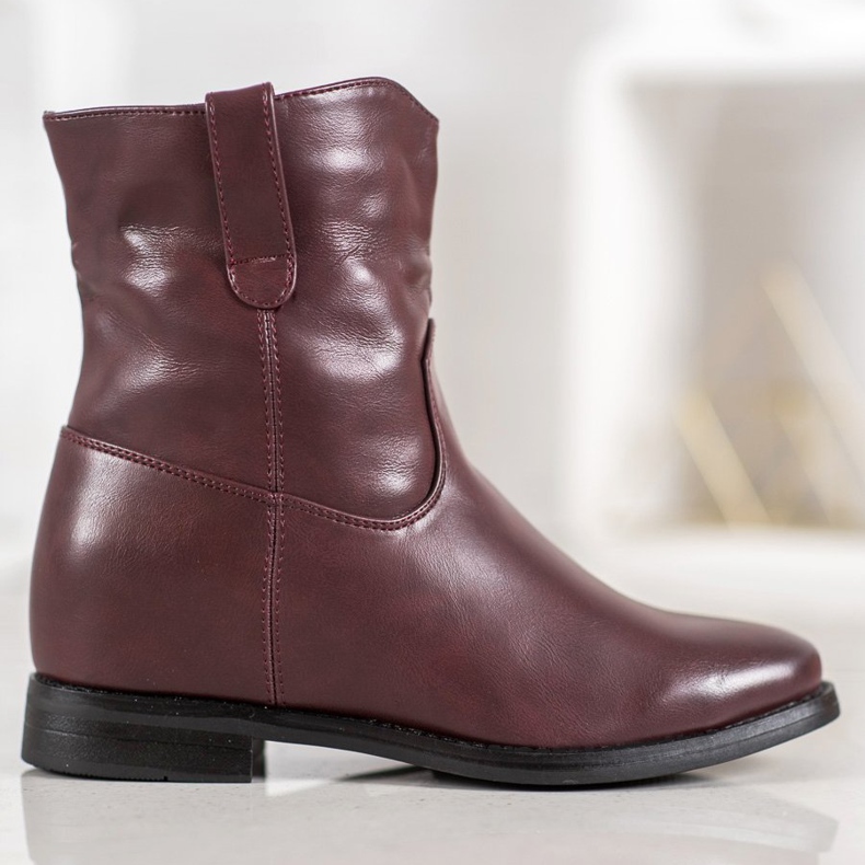 Ideal Shoes Bottes de cowboy avec cuir écologique rouge 1