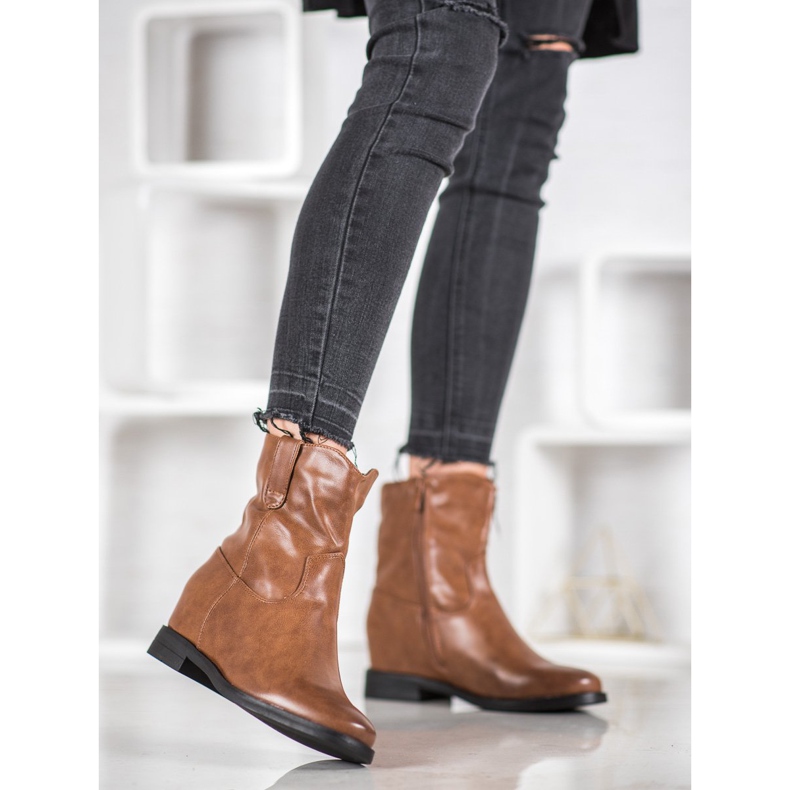 Ideal Shoes Bottes de cowboy avec cuir écologique brun 2