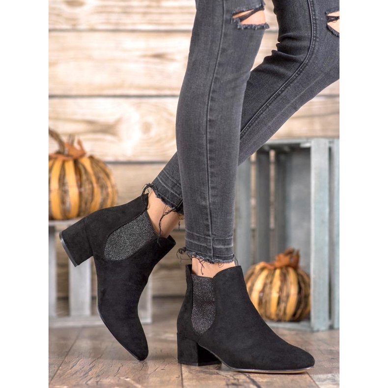 Ideal Shoes Bottines Chelsea à paillettes noir 1