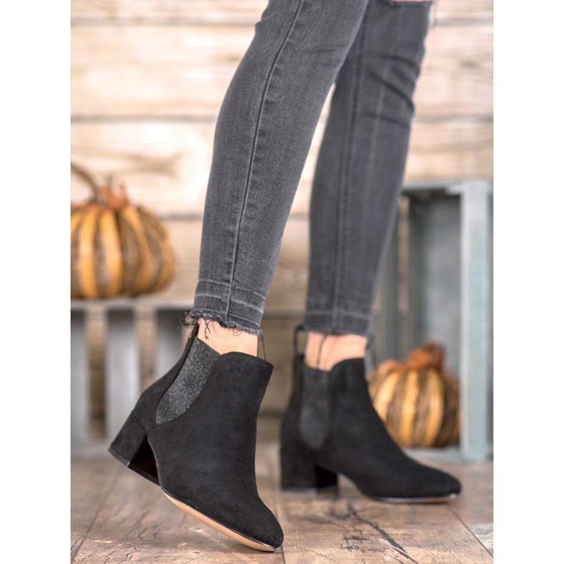 Ideal Shoes Bottines Chelsea à paillettes noir 2