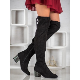 SDS Bottes à talon décoratif le noir 1 SDS Bottes à talon décoratif le noir 1