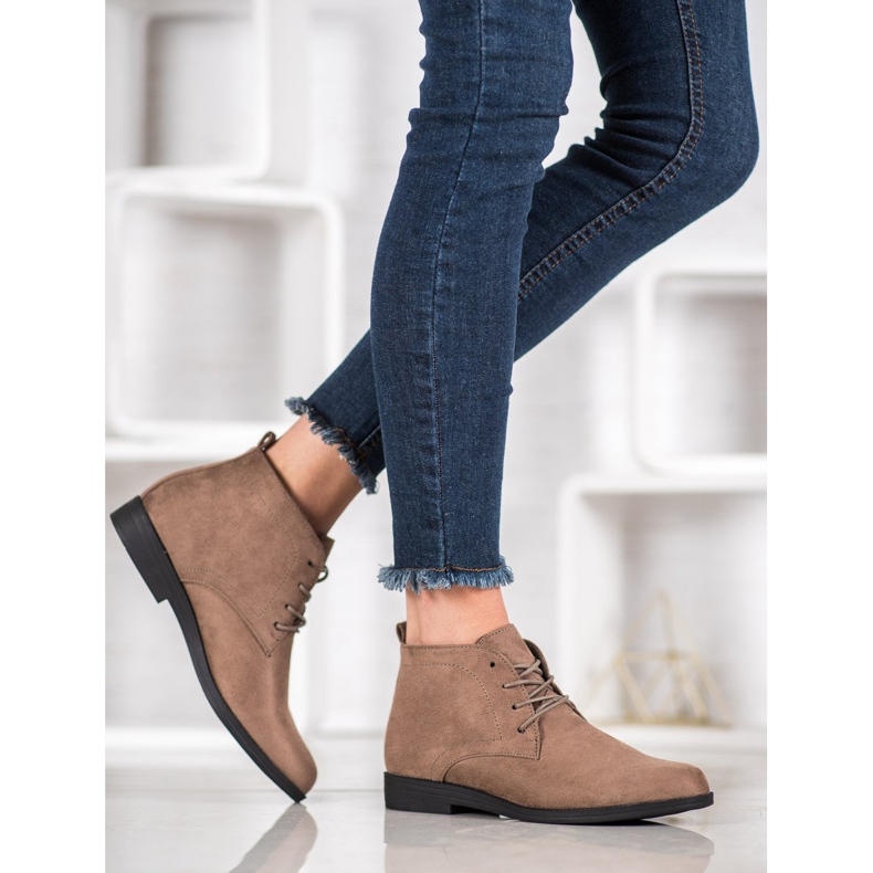 Goodin Bottes en daim confortables brun 1