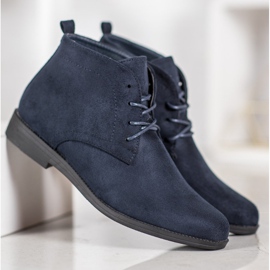 Goodin Bottes en daim confortables bleu 4