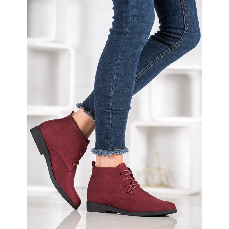Goodin Bottes en daim confortables rouge 2