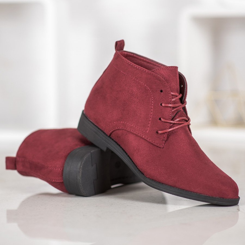 Goodin Bottes en daim confortables rouge 1