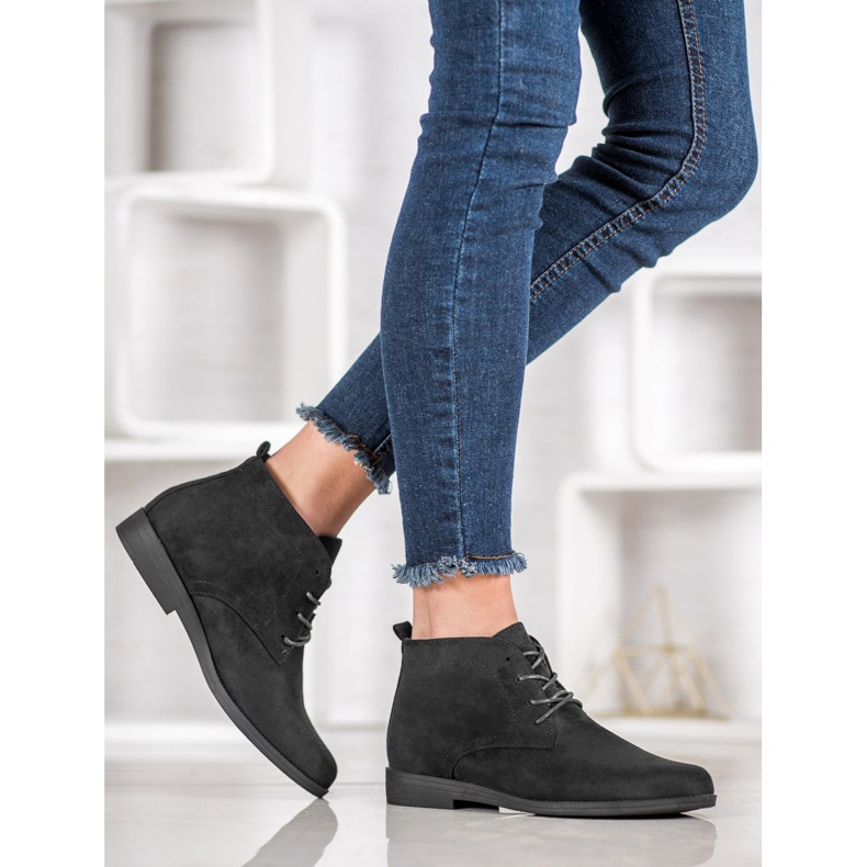 Goodin Bottes en daim confortables noir 2