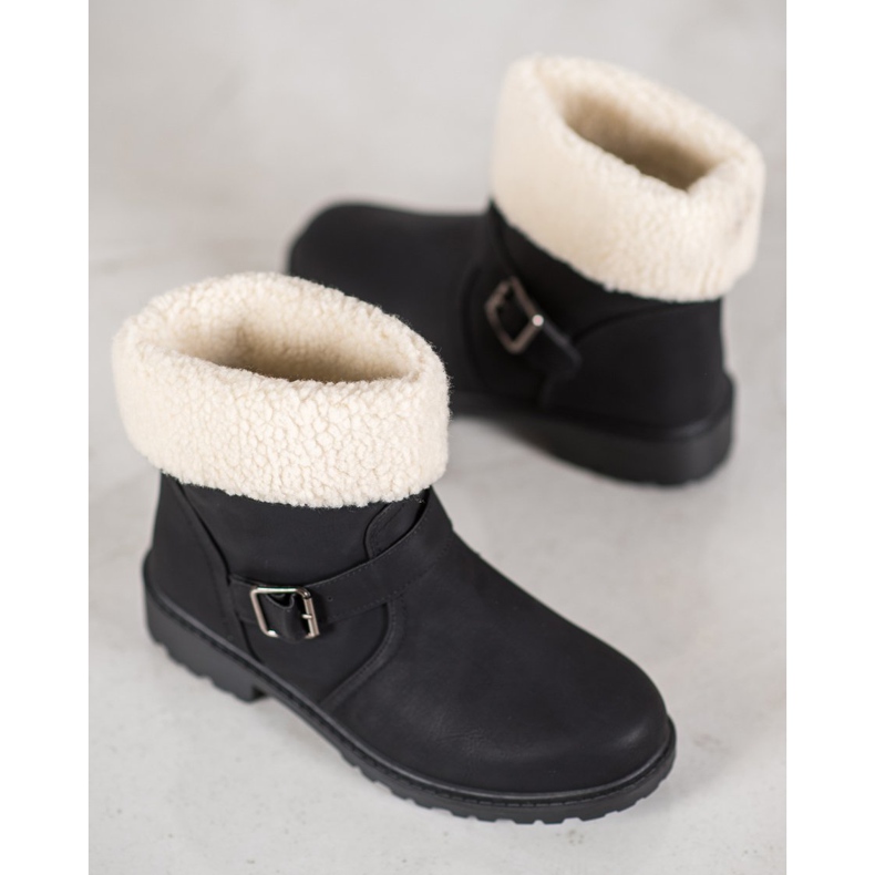 SHELOVET Bottes Avec Peau De Mouton noir 2