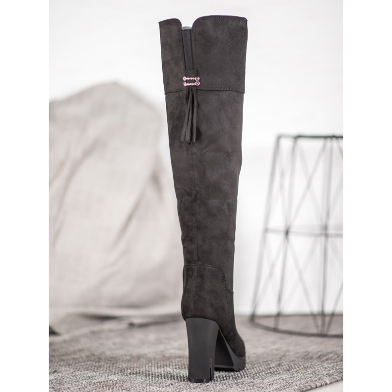 Evento Bottes à plateforme en daim noir 2