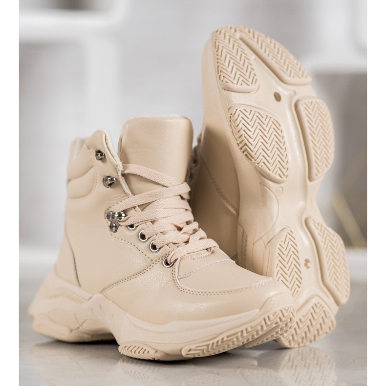 Ideal Shoes Baskets en cuir écologique brun 1