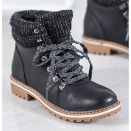 Goodin Bottes de randonnée avec laçage décoratif noir 1